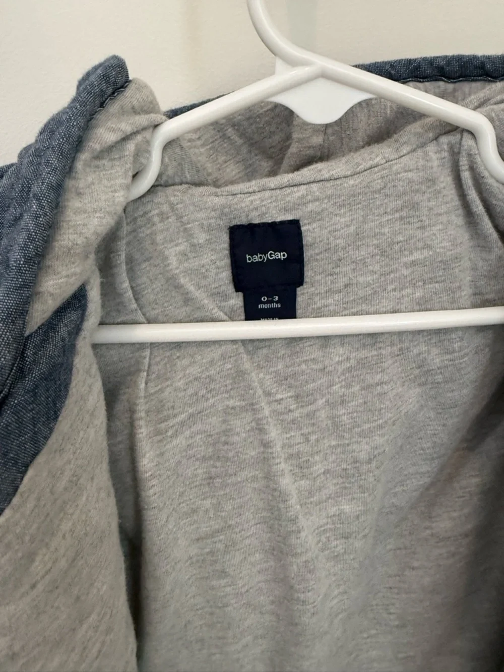 GAP Quilted Blue Hooded Baby One-Piece Footie